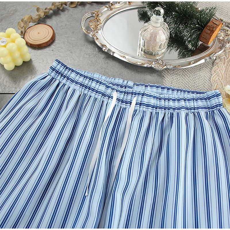 Повседневный комплект женской рубашки с полосатым лацканом, сексуальные брюки-трубы со шнуровкой и высокой талией, весенний модный элегантный женский костюм-майка в стиле пэчворк 2025 года