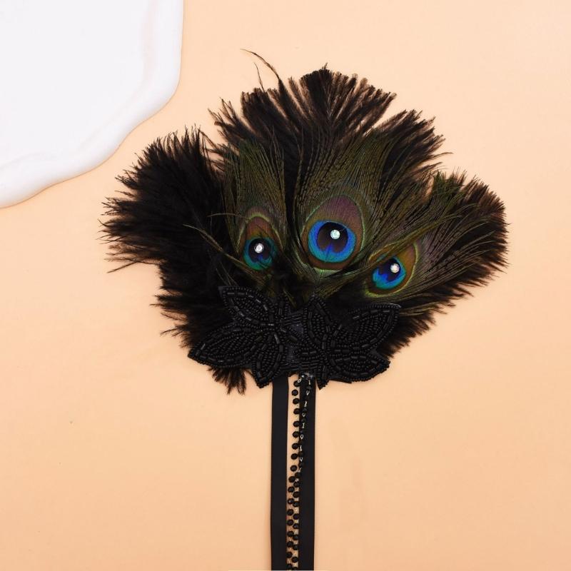 Feathered Headband Headpiece for Women Masquerade Prom Wedding Parties 1920s Flapper Cosplay Accessories