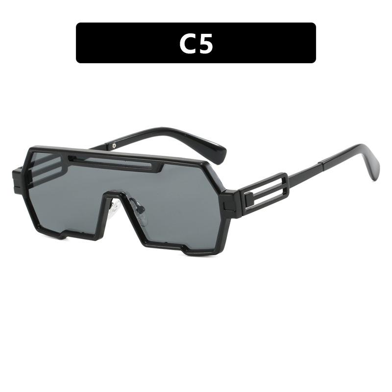 Men's Retro Steampunk Polygon Sunglasses - One-Piece, Irregular, High-End Street Style