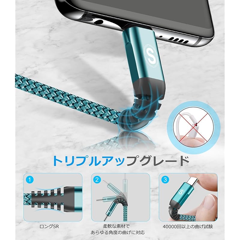 USB Type C Cable [1m+3m/Set of 2] Sweguard USB-A & USB-C Cable [3.1A QC3.0 Compatible Fast Charging] Type C Charging Cable Iphone 16/iPhone 15 Pro