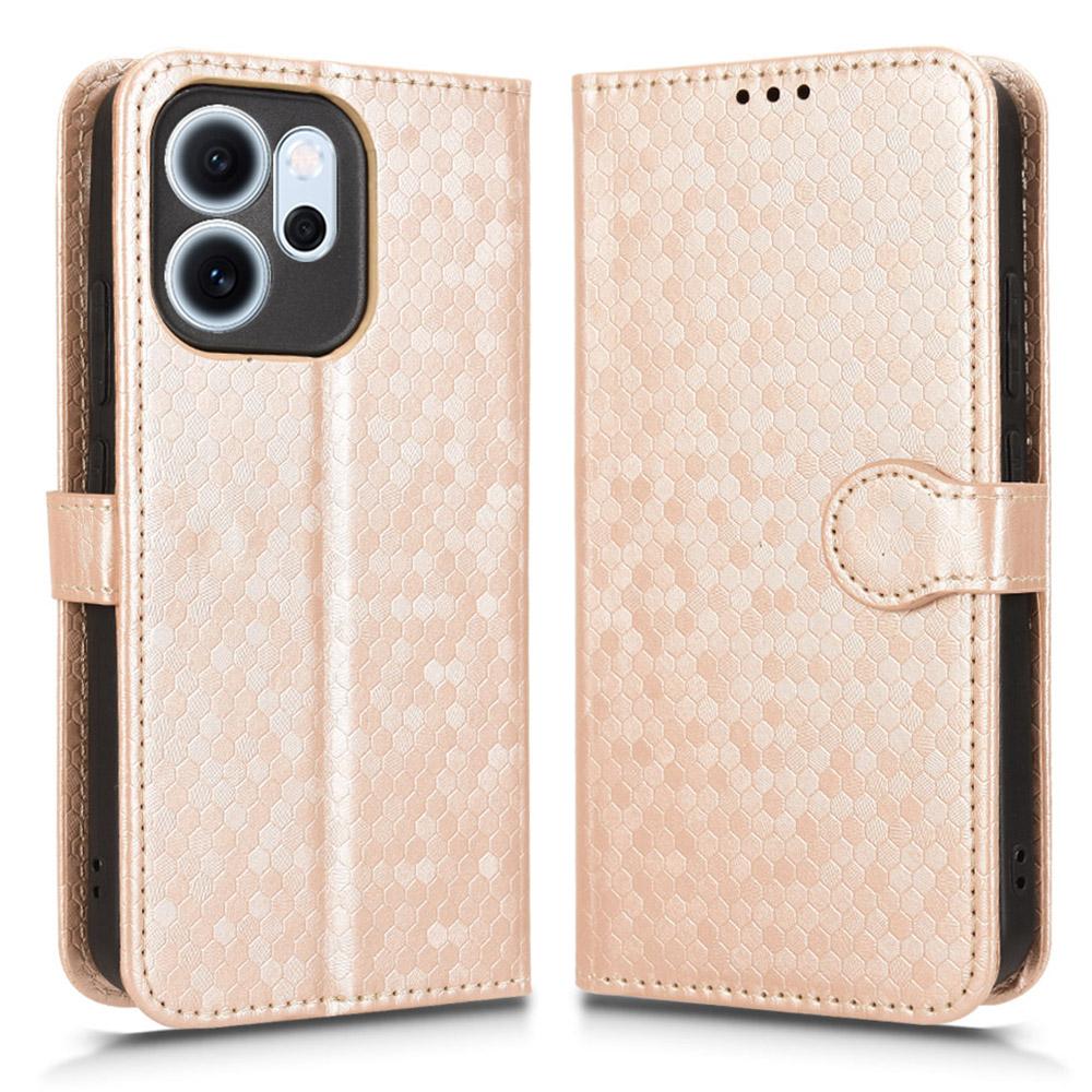 For Oppo Reno14 F 5G Wallet Case Dot Pattern Imprint PU Leather Phone Cover with Wrist Strap