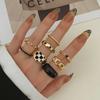 Fashion Star Hollow Ring Female Ring Set Exquisite Gift Ring Black and White Lattice Jewelry