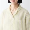 MUJI Natural Lyocell Linen Pajamas FDB06A3S Light Yellow Stripe Size S Cool-to-the-Touch Short-Sleeve Women's