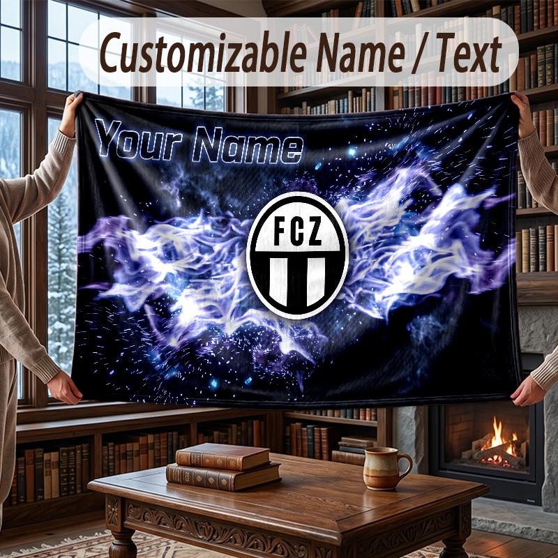 Custom Name Flannel Throw Blanket FC Zürich Pattern Warm Home Decoration