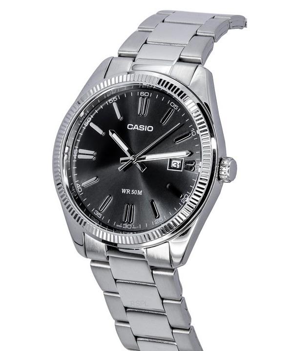 Casio Стандартные аналоговые кварцевые мужские часы из нержавеющей стали с черным циферблатом MTP-1302D-1A1