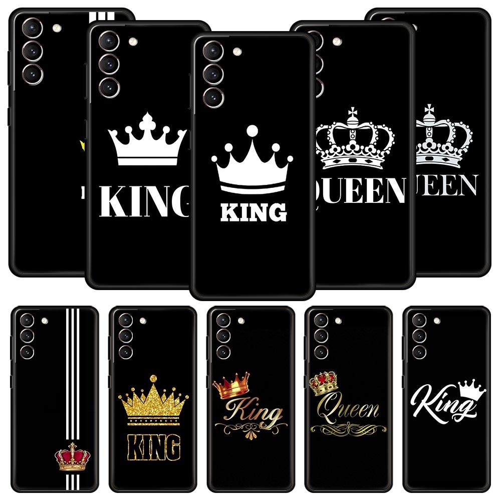 Чехол для телефона в стиле мультфильма для пары, с короной, король, королева, для Samsung Galaxy S24 S23 S22 S20 Ultra S21 FE 5G S10 S9 Plus S10E S8