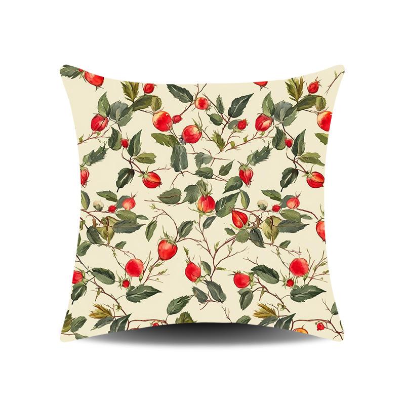 Spring Flower Print Pillow Cover for Home Living Room Sofa Cushion Cover Linen Print Cushion Cover