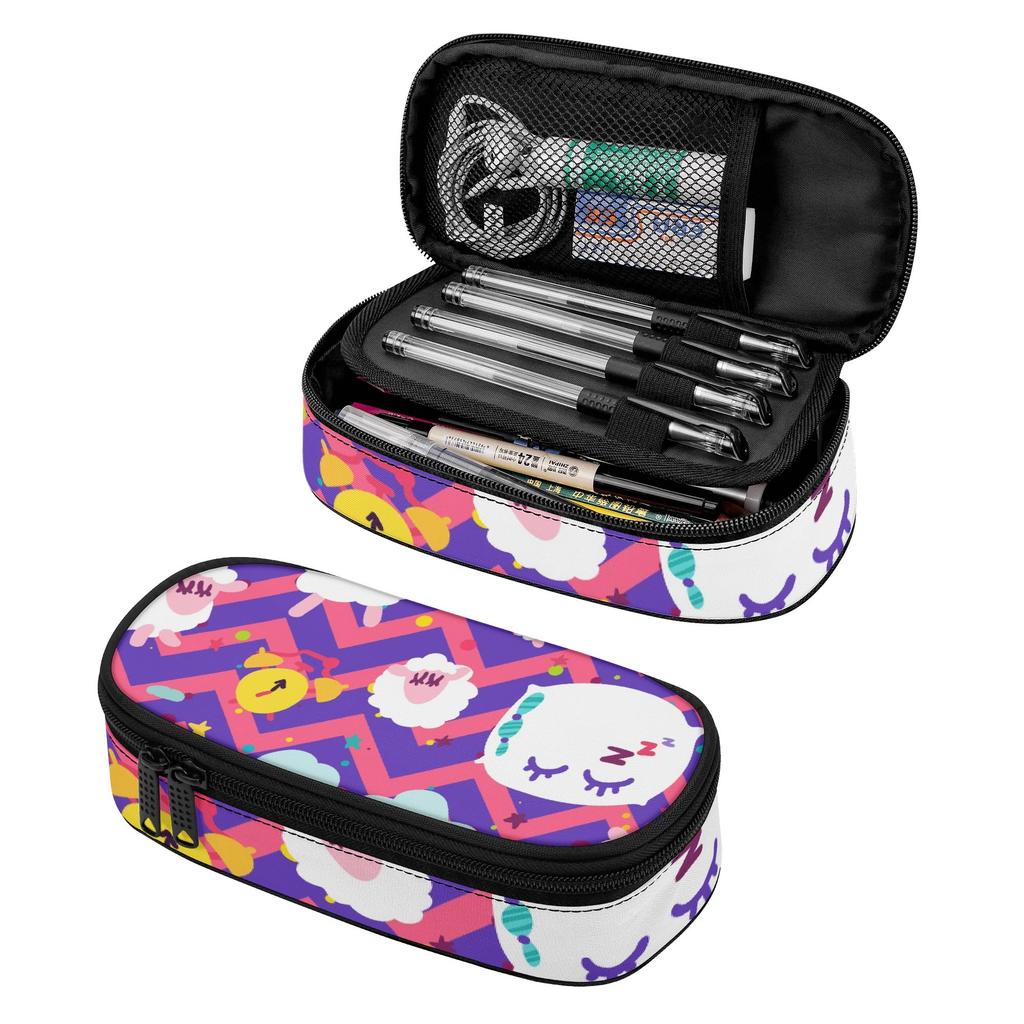 Large Capacity Pencil Case Casual 300D Polyester Zipper Closure with Mesh Pocket Removable Divider and Pen Slots for Boys Girls