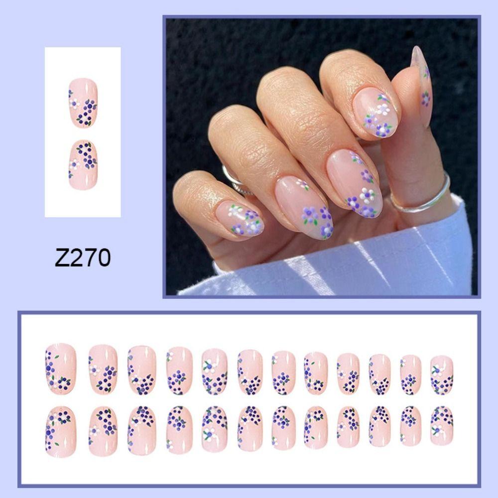 Long Almond False Nails FrenchGlitter Nail Tips Manicure Press on Nails  DIY