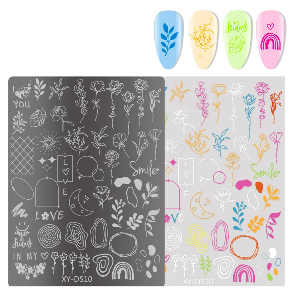 Butterfly Nails Stamp Templates French Tip Nails Stamping Plates Manicure Template Tool Flowers Nails Stencil Stamp