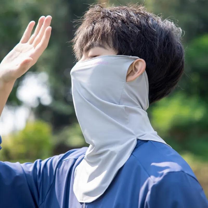 Sun Protection Mask Ice Silk Breathable Ear Loop Mask Elastic Sunscreen Anti-UV Face Covering Thin Breathable Sports Neck Gaiter