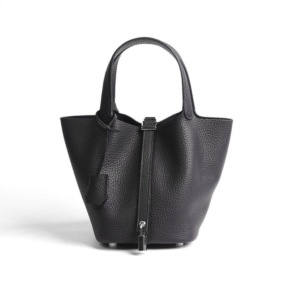 2024 Женская сумка-ведро из натуральной кожи с узором личи - Осенне-зимняя сумка-корзина для овощей