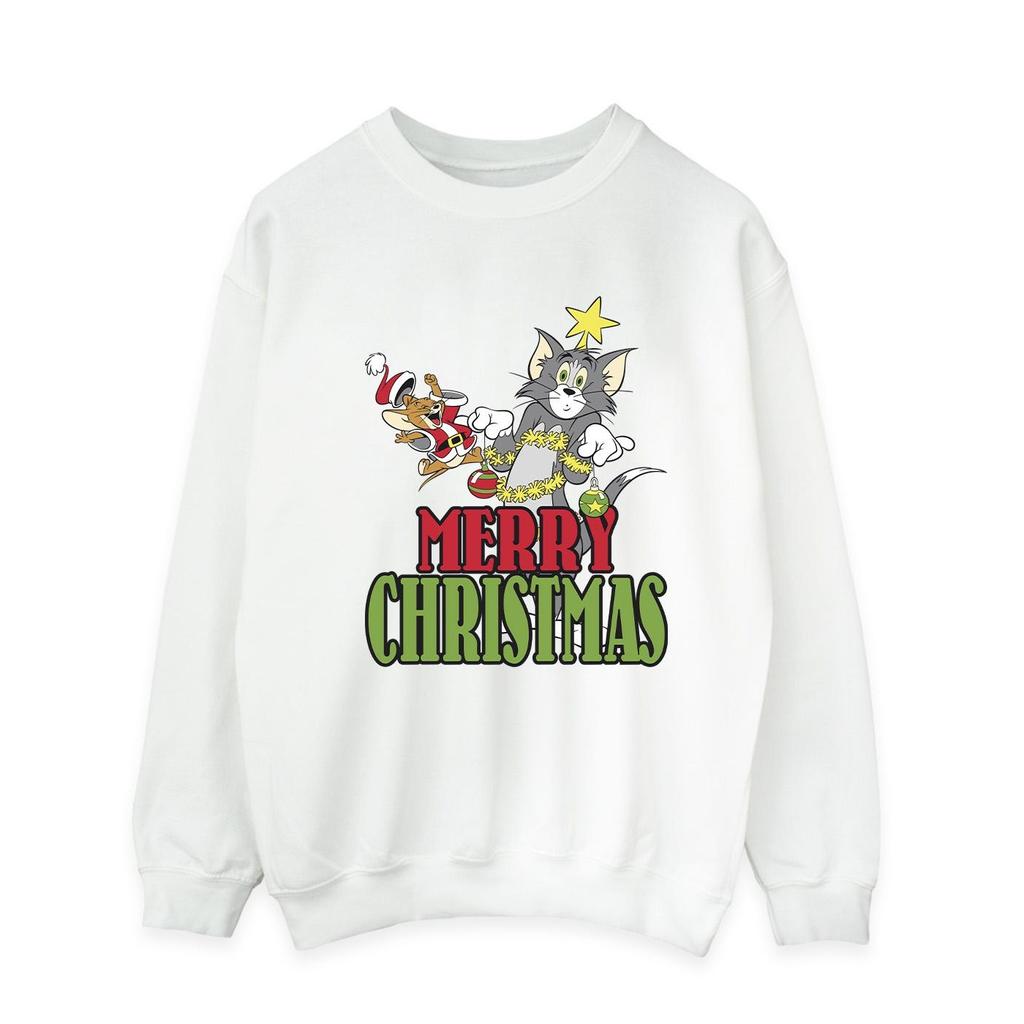 Tom And Jerry Mens Merry Christmas Baubles Sweatshirt
