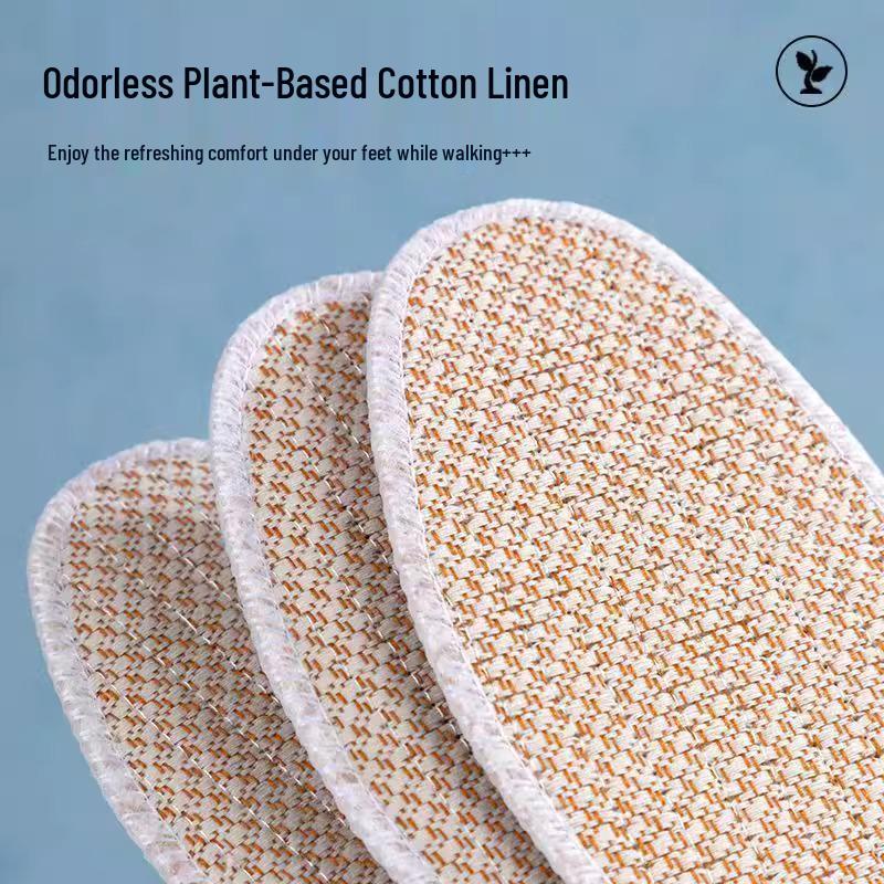 Дышащие льняные стельки для мужчин, впитывающие пот, с защитой от запаха и дезодорирующим эффектом полыни, мягкие и удобные для всех сезонов
