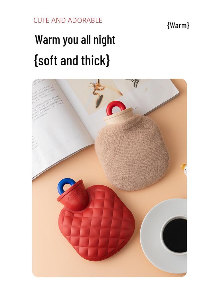 Winter Mini Plush Hot Water Bottle Hand Warmer, Explosion-Proof, Anti-Scald, Small Size for Women