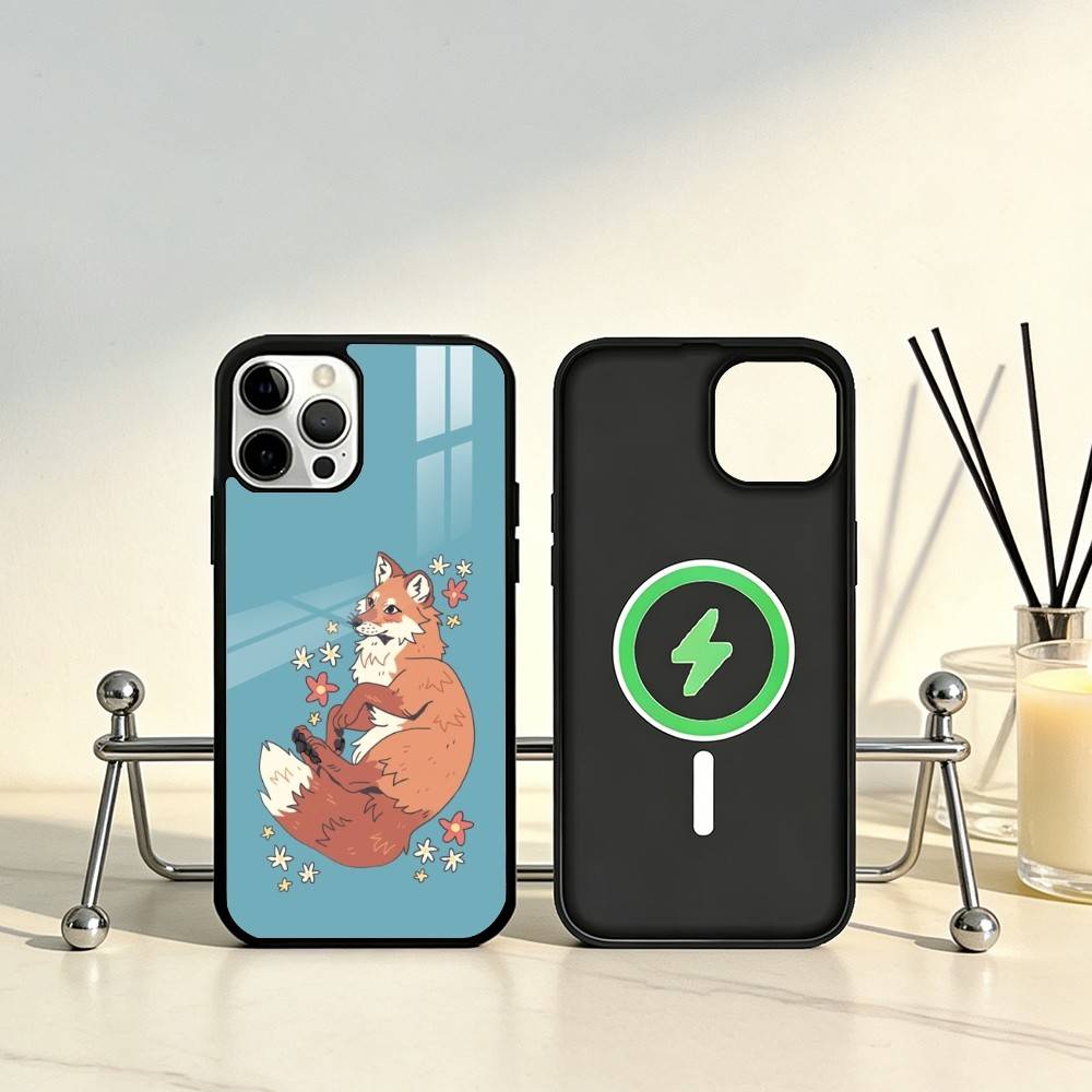 Cute Fox Cartoon Phone Case For iPhone17,16,15,14,13,12,11 Plus,Pro Max Magnetic For Magsafe Wireless Charging