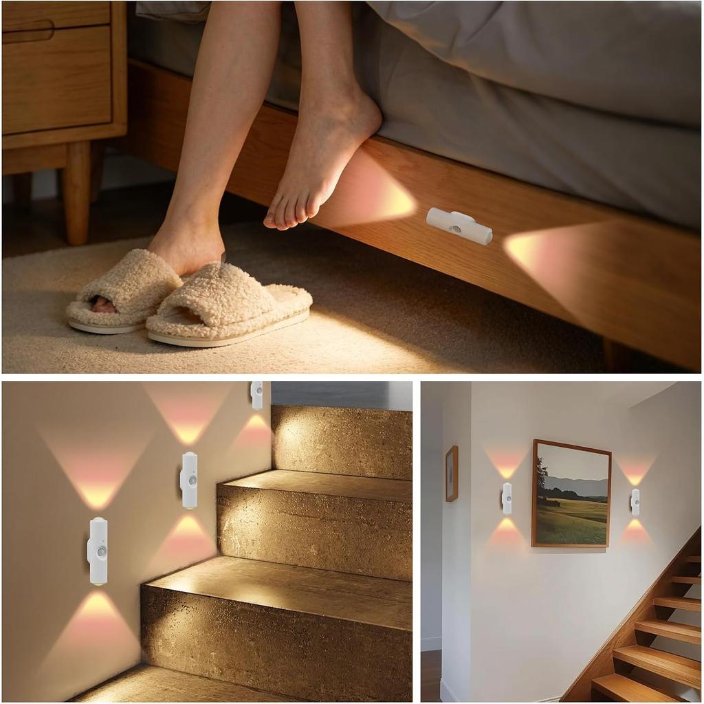 4 Pcs Smart Motion Sensor Lights Indoor RGB Multi-Color Changing LED Wall Sconces USB Rechargeable Magnetic LED Wall Lamp for Hallway Stair Bedroom