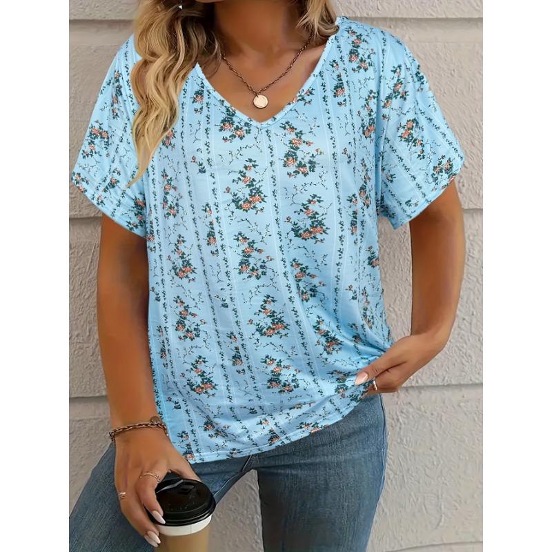 Summer Vintage Casual T-shirt Women Streetwear V-Neck Tees Tops Oversized Clothing Multiple Styles and Sizes To Choose From