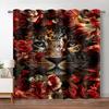 Leopard Flower Window Curtain Living Room Tiger Block Out Curtains For Bedroom Dorm Wild Lion Rose Aesthetic Home Decor 2 Panels