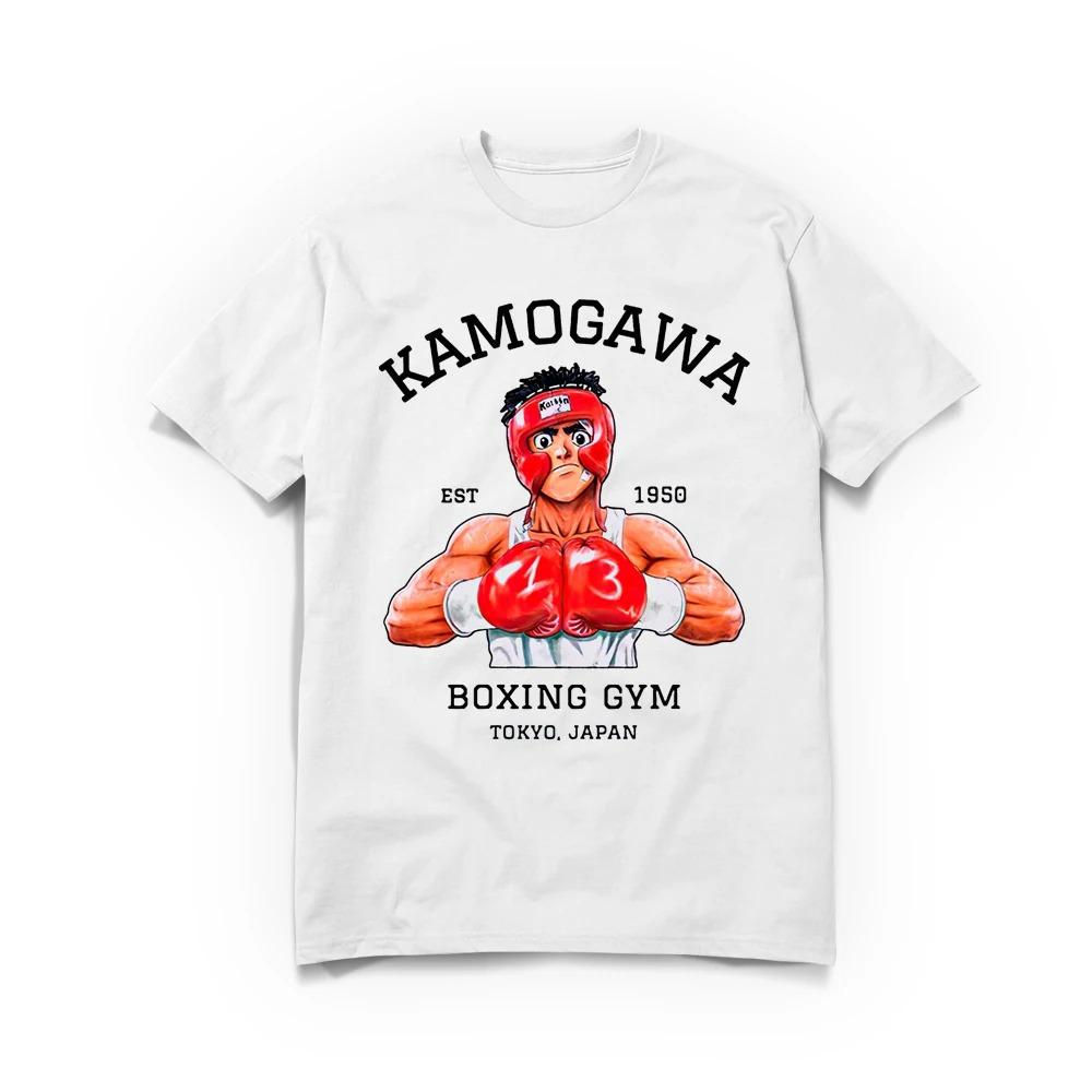Мужская футболка аниме Hajime No Ippo Kamogawa Boxing Gym Хлопок Оверсайз Летние свободные топы Футболки Мода Круглый вырез Короткий рукав
