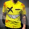 Smile Face 3D Printed Short Sleeved T-shirt Leisure Hip Hop Summer Breathable Polyester Simple Round Neck Top