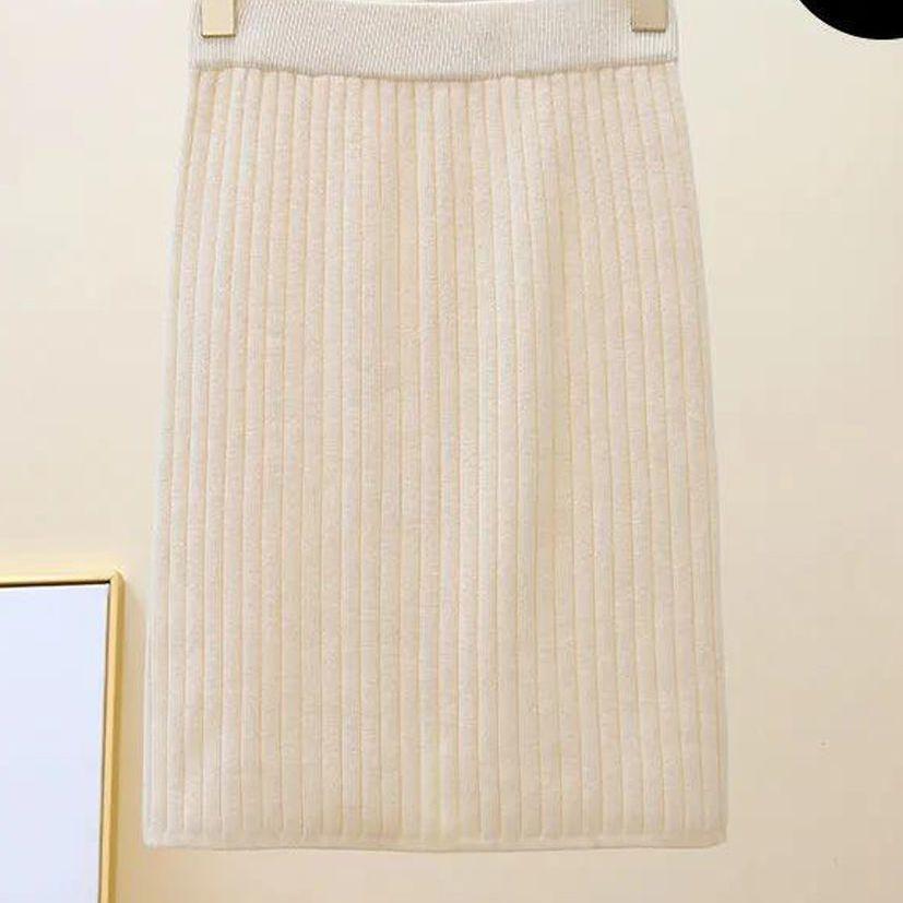 Женская приталенная шерстяная юбка средней длины с разрезом, 2024