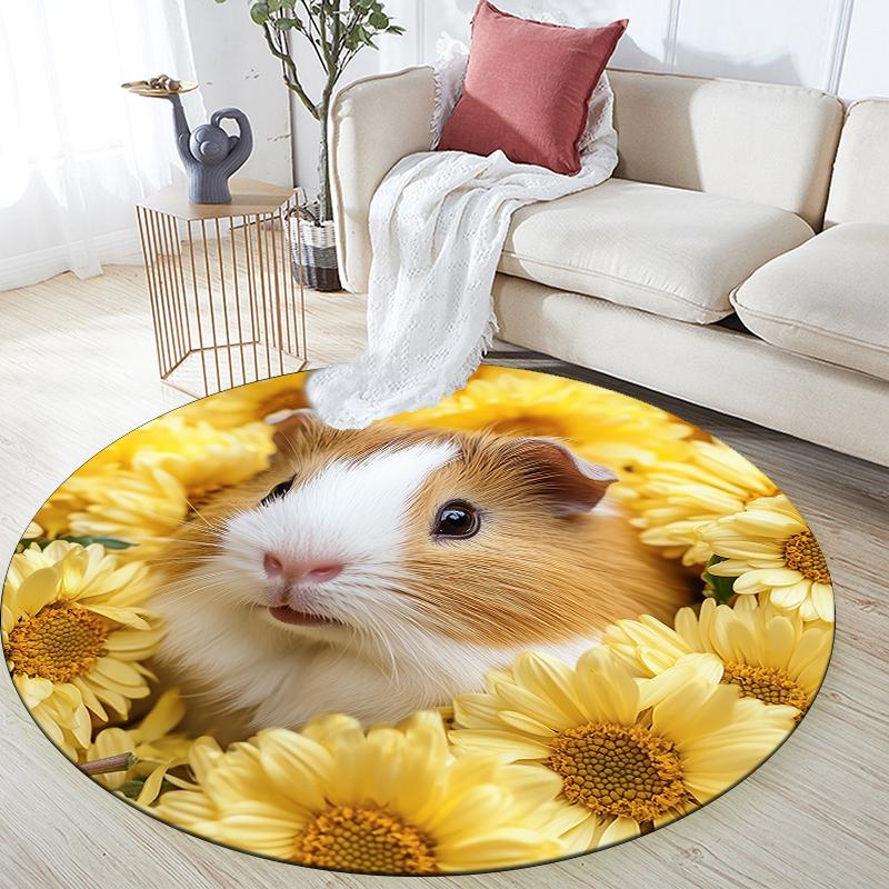 Sunflower pattern round rug,Carpet Rug for Living Room Bedroom Sofa Playroom Decor,Non-slip Floor Mat,Holiday Gifts and Birthday Gifts.