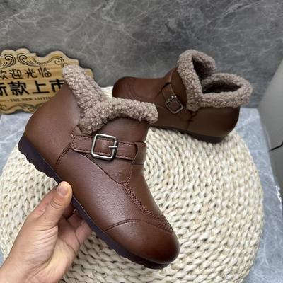 Пожилые хлопковые туфли бархатные модные ботинки для среднего и пожилого возраста бабушки мягкая подошва удобные кожаные туфли теплые нескользящие удобные туфли