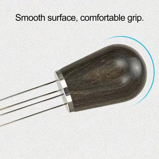 Инструмент для раздачи эспрессо с держателем, нержавеющая сталь 304, 8 игл, ручка из натурального дерева, порошок кофе эспрессо