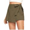 Women's Fashion Linen Lace-up  Color Culottes Zipper Shorts Summer Shorts