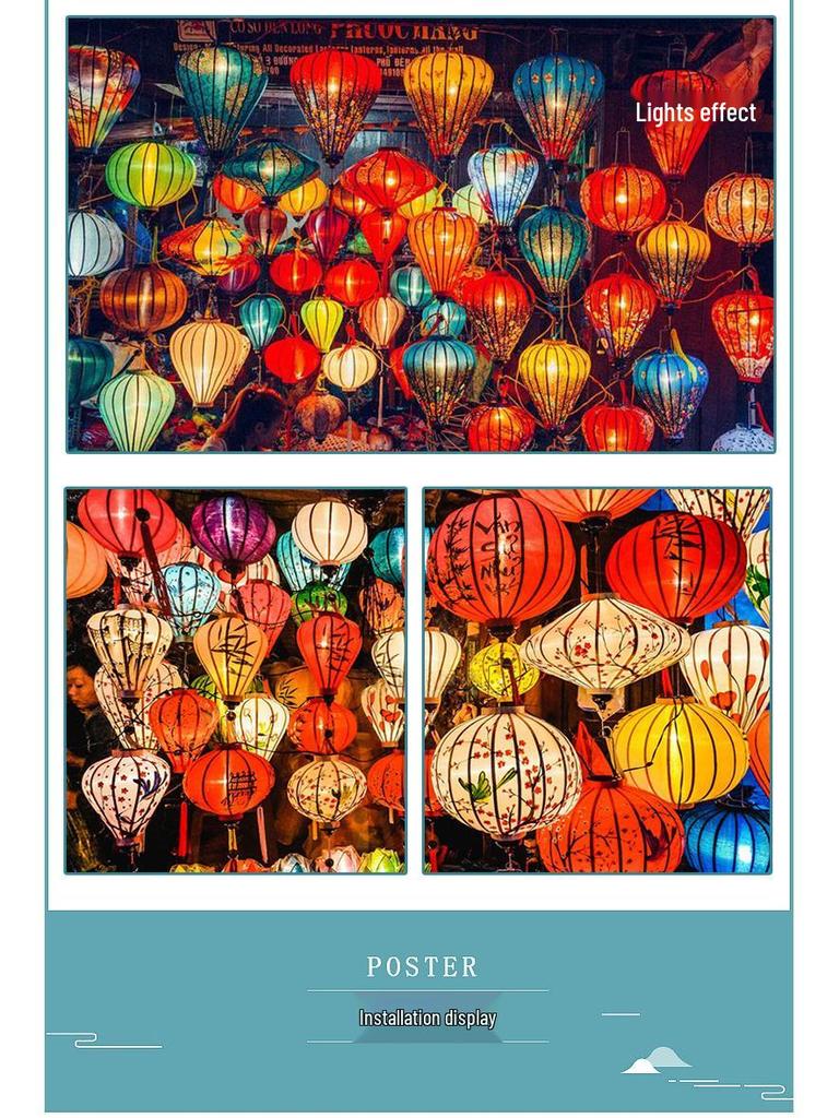 Антикварный узор Водонепроницаемый китайский фонарик для украшения открытого балкона