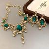 Korean Style Green Crystal Jewelry Set Multifunction Sparkling Necklace  Women