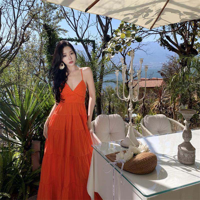 Женские летние каникулы, длинные платья с открытой спиной и открытыми плечами, большие качели