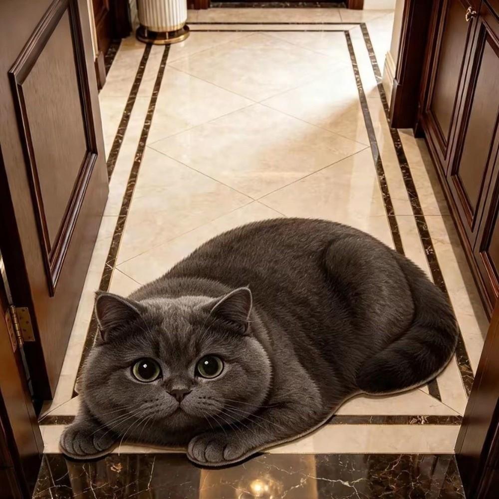 2D Cat-Shaped Area Rug Anti-fouling Cartoon Carpet Cute Home Decor Carpet Bedrooms