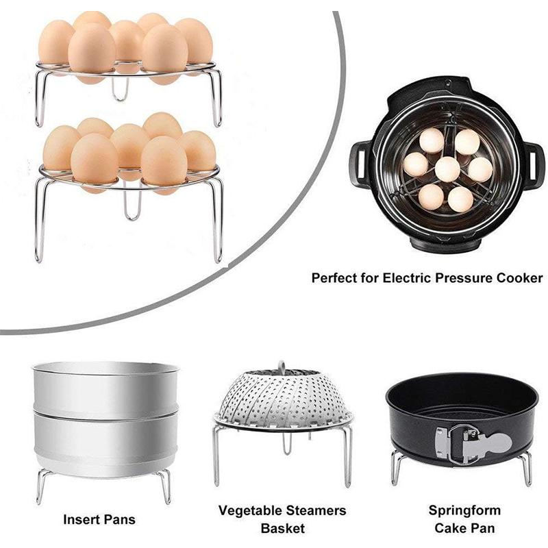 LMETJMA Egg Steamer Rack Trivet for Instant Pot Accessories Food Stainless Steamer Rack Steaming Holders for Eggs JT192