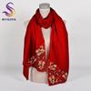 [BYSIFA] New Winter 100% Wool Scarves Shawls Embroidered Women Fashion Solid Red Elegant Long Scarves Hijabs Neck Scarf Wrap