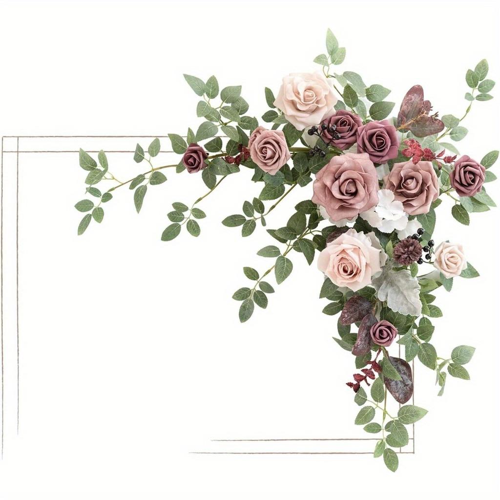 1 шт. Имитация Свадьбы Искусственная Приветственная Табличка Подвеска из Цветка Розы для Церемонии на Открытом Воздухе, Вход на Прием, Вечеринка, Банкет, Мольберт, Настенный Декор