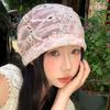 Broken lace hollow headscarf hat women's summer thin breathable face small pile hat retro sweet headscarf hat