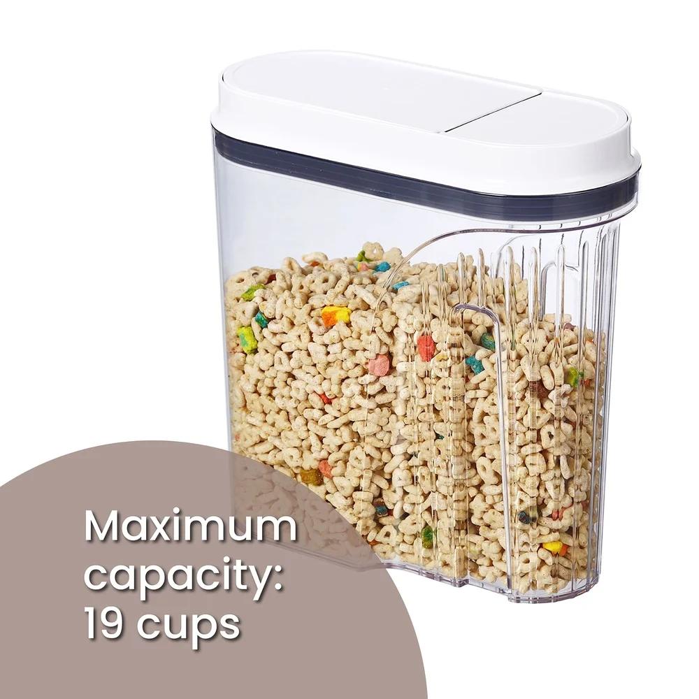 Герметичный контейнер для хлопьев с удобным носиком для насыпания, крышкой pop-up, не содержит BPA, прочная банка для хранения продуктов, можно мыть в посудомоечной машине, управление одной рукой