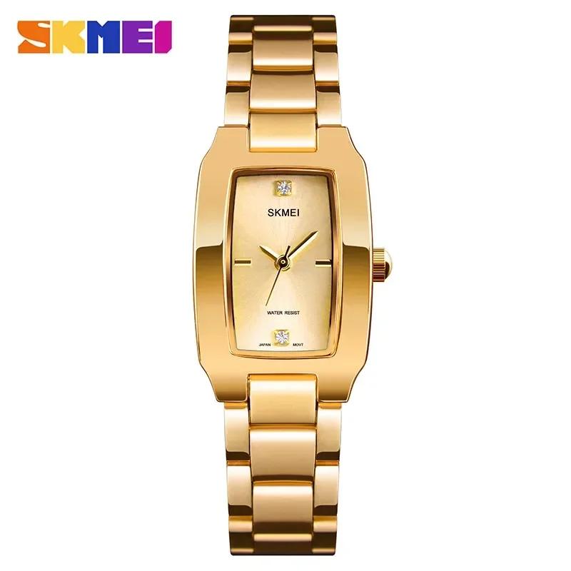 SKMEI 1400 Relogio Feminino Quartz Watch Fashion Thin Watches Ladies Casual Dress Luxury Silver Ladies Rhinestone Waterproof