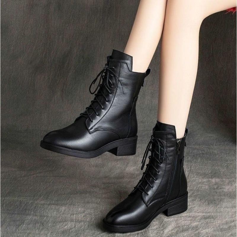 Winter Women's Boots Thick Sole Anti Slip Ankle Boots Anti Cold Lace Up Zipper Comfort Wear-resisting Boots Botas Mujer