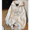 Retro Chic American Cartoon Print Cotton Hoodie for Women & Men - Early Autumn Hong Kong Style