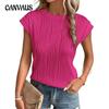 Женская новая футболка с круглым вырезом и коротким рукавом, фактурная, женская одежда из трансграничной ткани