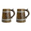 Handmade Wooden Beer Mug, Mango , Barrel Style, Lightweight & Durable, for Craft Beer, Home Bar, Café, Party, Gift (Pack of 2)