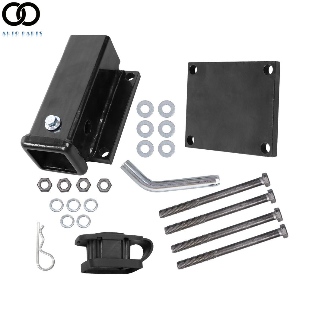 Bolt-On 2 Inch Receiver Bracket For Square Bumper 4-4.5 Inch With Hardware Black
