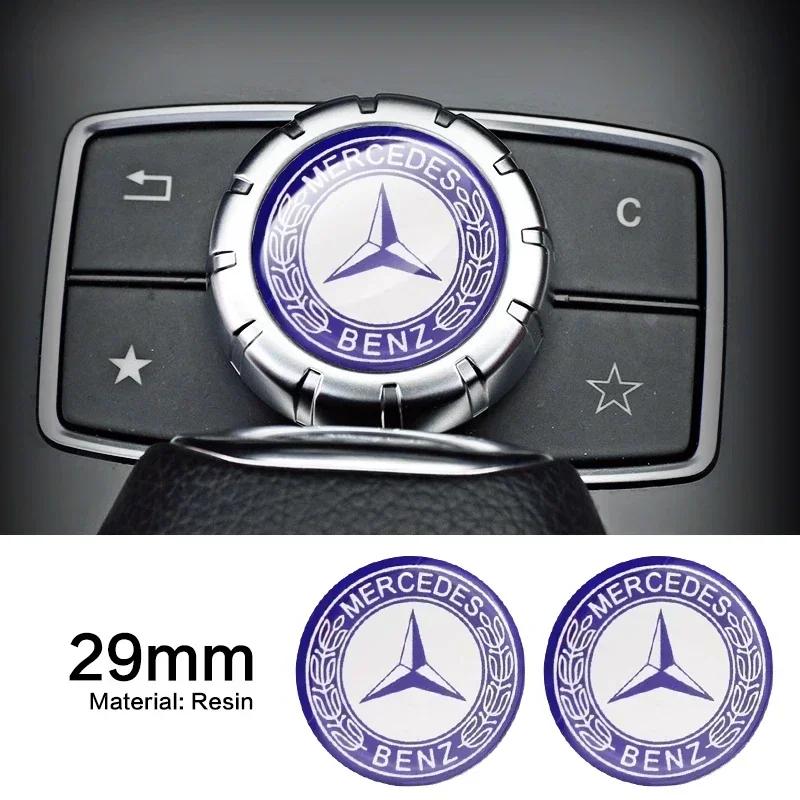 1 шт. 29 мм Маленькая наклейка для управления медиа в автомобиле Для Mercedes Benz A C E R M класса CLA GLA AMG W204 W210 W124 W205 W203 Автомобильные гаджеты