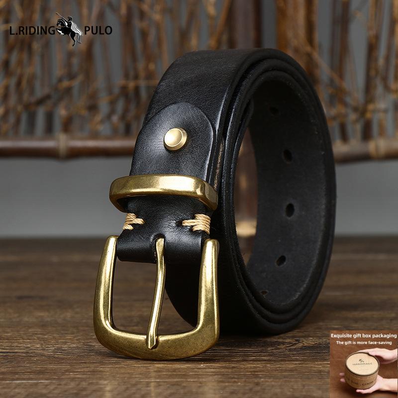 Глянцевый Ретро Простой Подходящий ко всему Натуральная Кожа Растительного Дублирования Коровья Кожа Пряжка-штифт Мужской Повседневный Ремень из Натуральной Кожи для Брюк