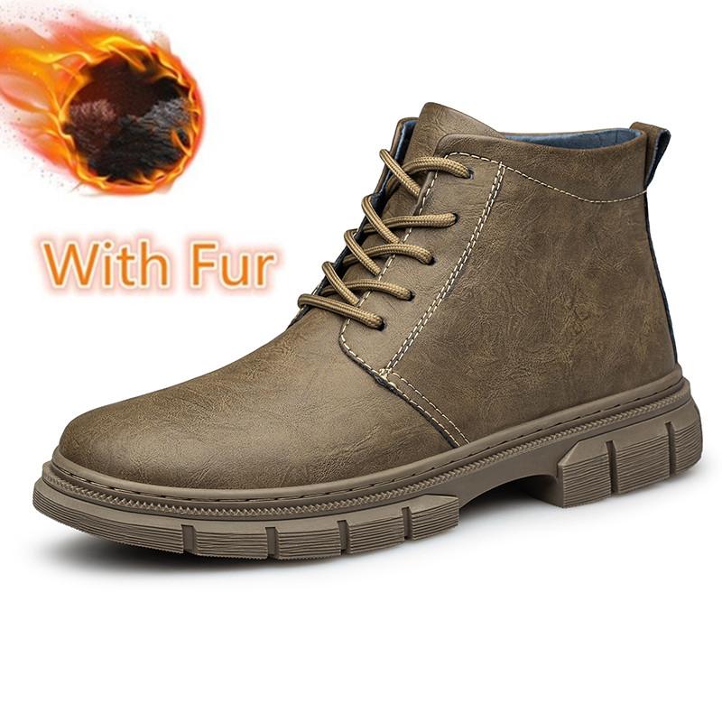 Модные мужские ботинки из натуральной кожи, роскошные кожаные ботильоны для мужчин с плюшевой подкладкой, теплые зимние мужские кроссовки для отдыха на открытом воздухе, размер 37-47