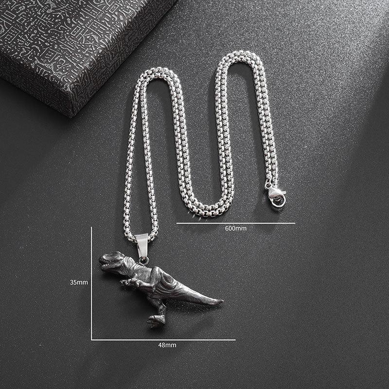 Personalized Retro Domineering Dinosaur Titanium Steel Pendant Necklace
