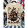 2025 Summer Men's T-Shirt Handsome Cat Warrior 3d Printed Casual Fashion Street Top Japanese Style Loose